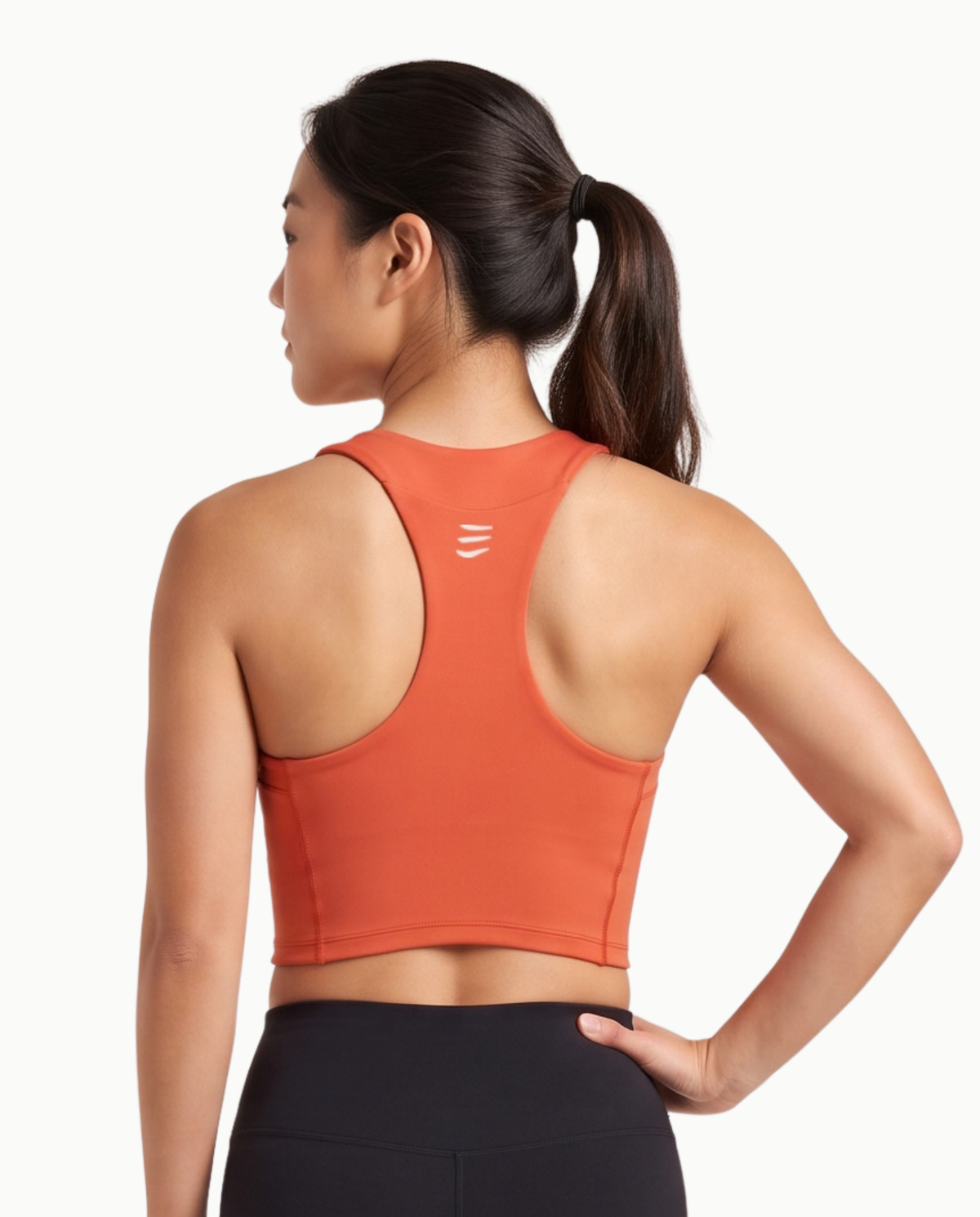 Women's Threshold Crop in Ember, racerback detail