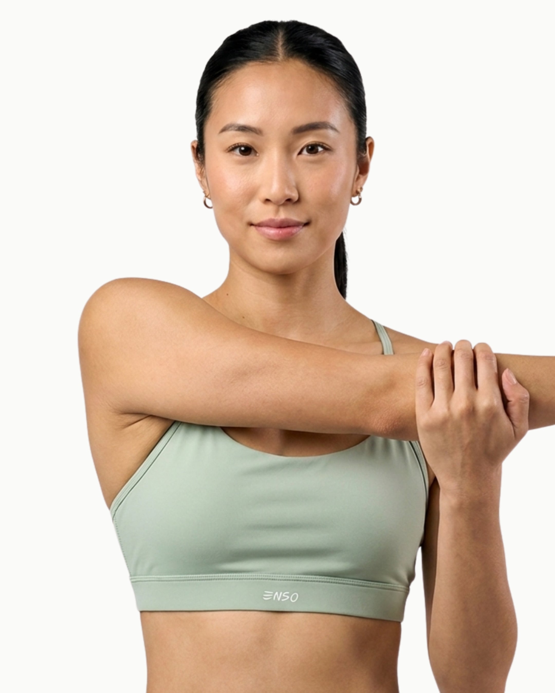 Women's Drift Bra in Desert Sage, front view on model