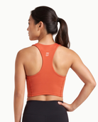 Women's Threshold Crop in Ember, racerback detail