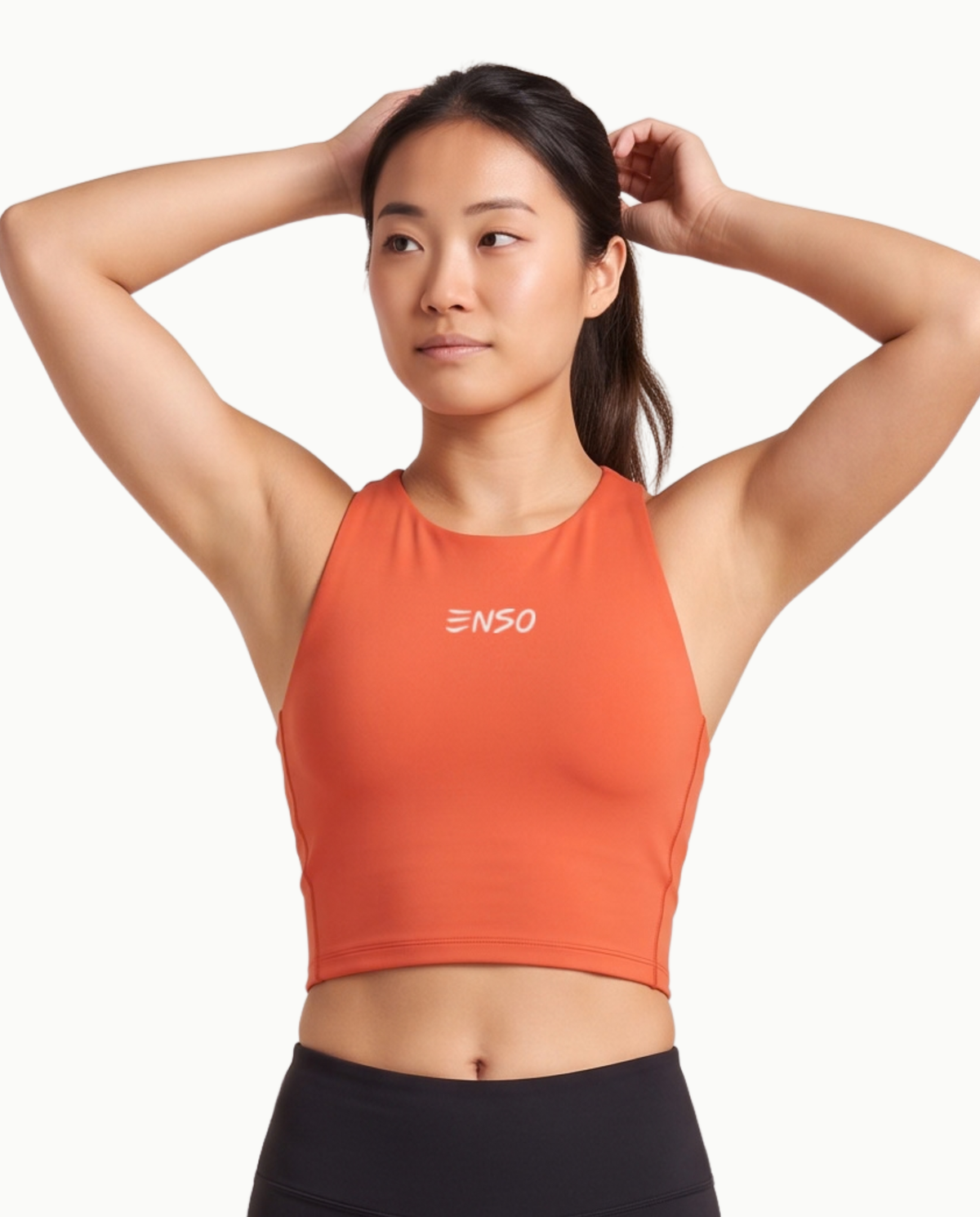 Women's Threshold Crop in Ember, front view on model