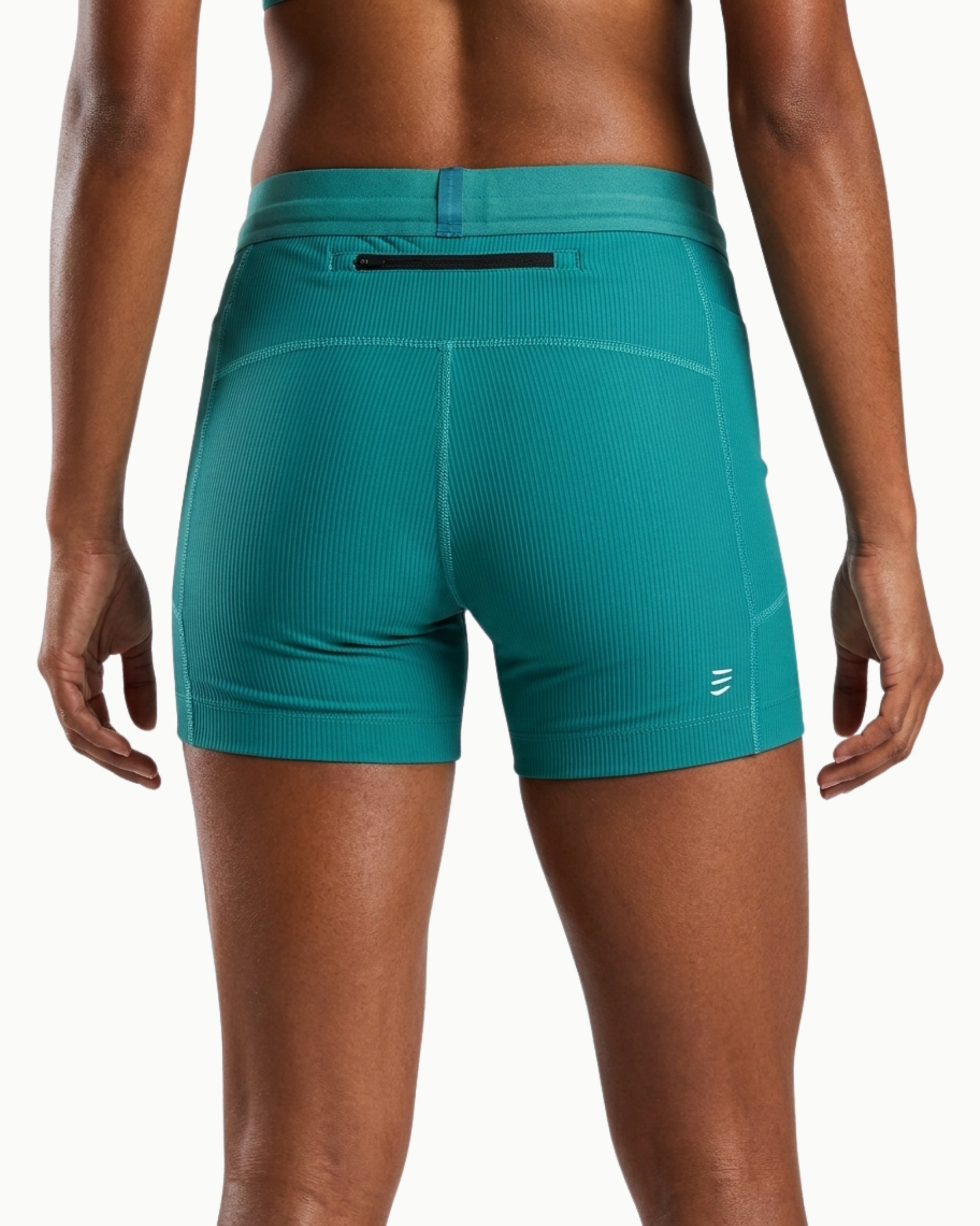 Women's Contour Short in Aquamarine Green, back view
