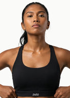 Women's Foundation Bra in Black, front view on model