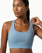 Women's Foundation Bra in Powder Blue, front view on model