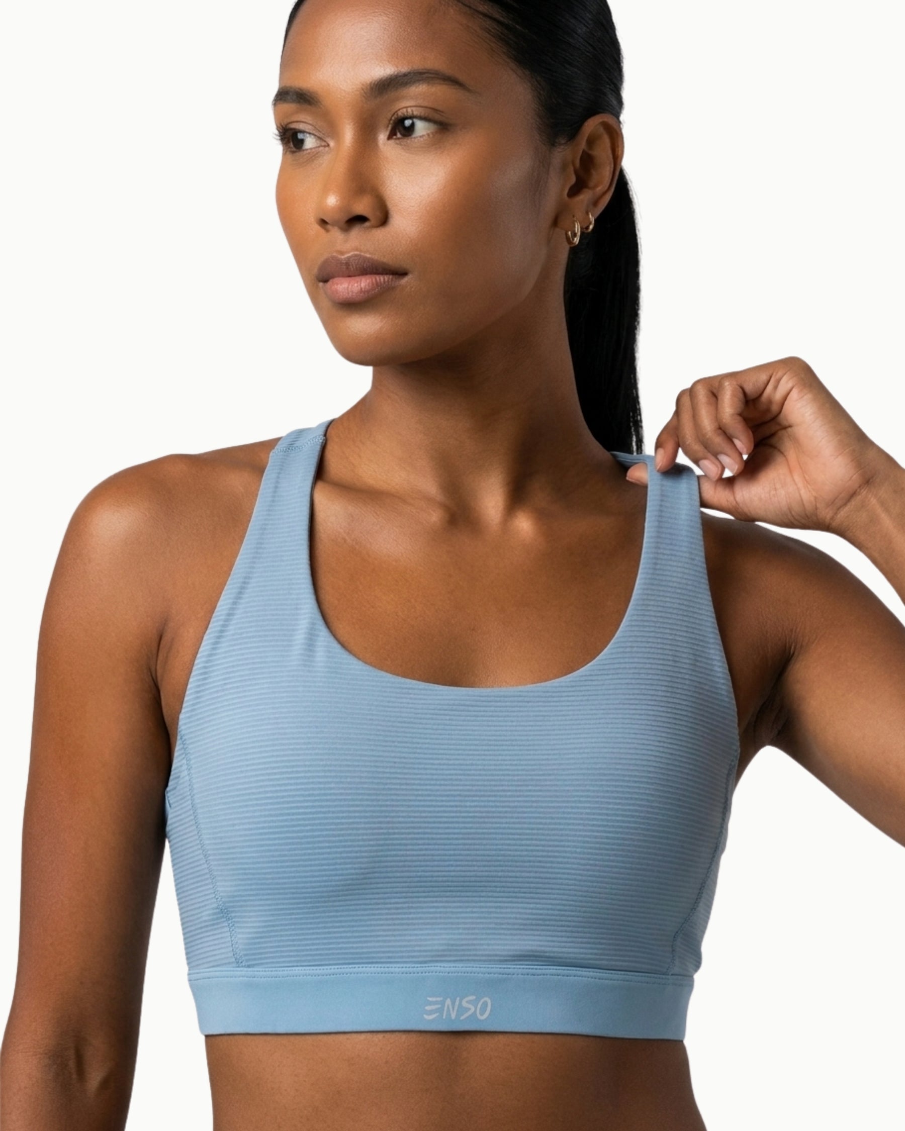 Women's Foundation Bra in Powder Blue, front view on model