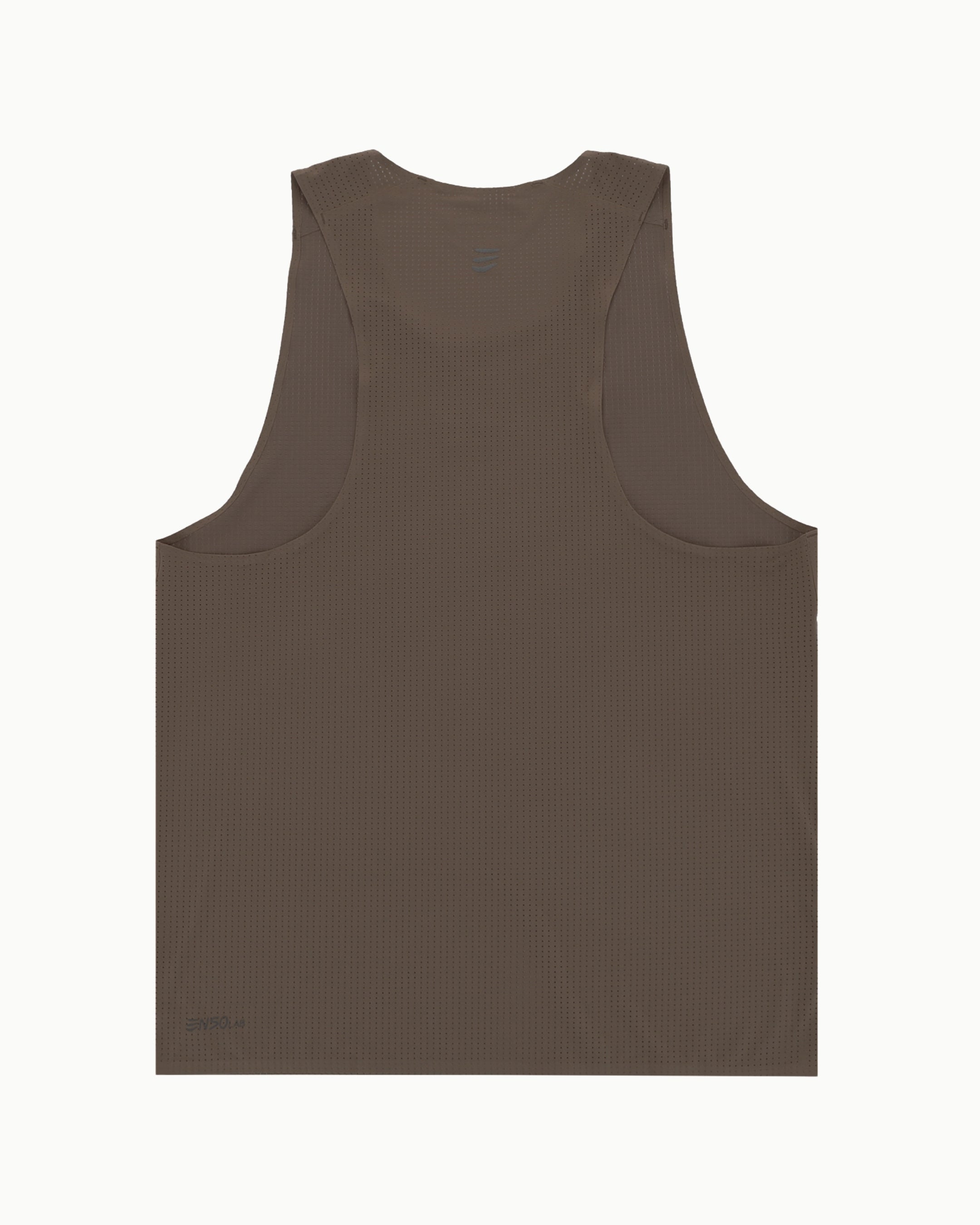 Men's Stride Singlet in Chocolate Martini, flat lay back