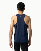 Men's Stride Singlet in Navy, back view on model