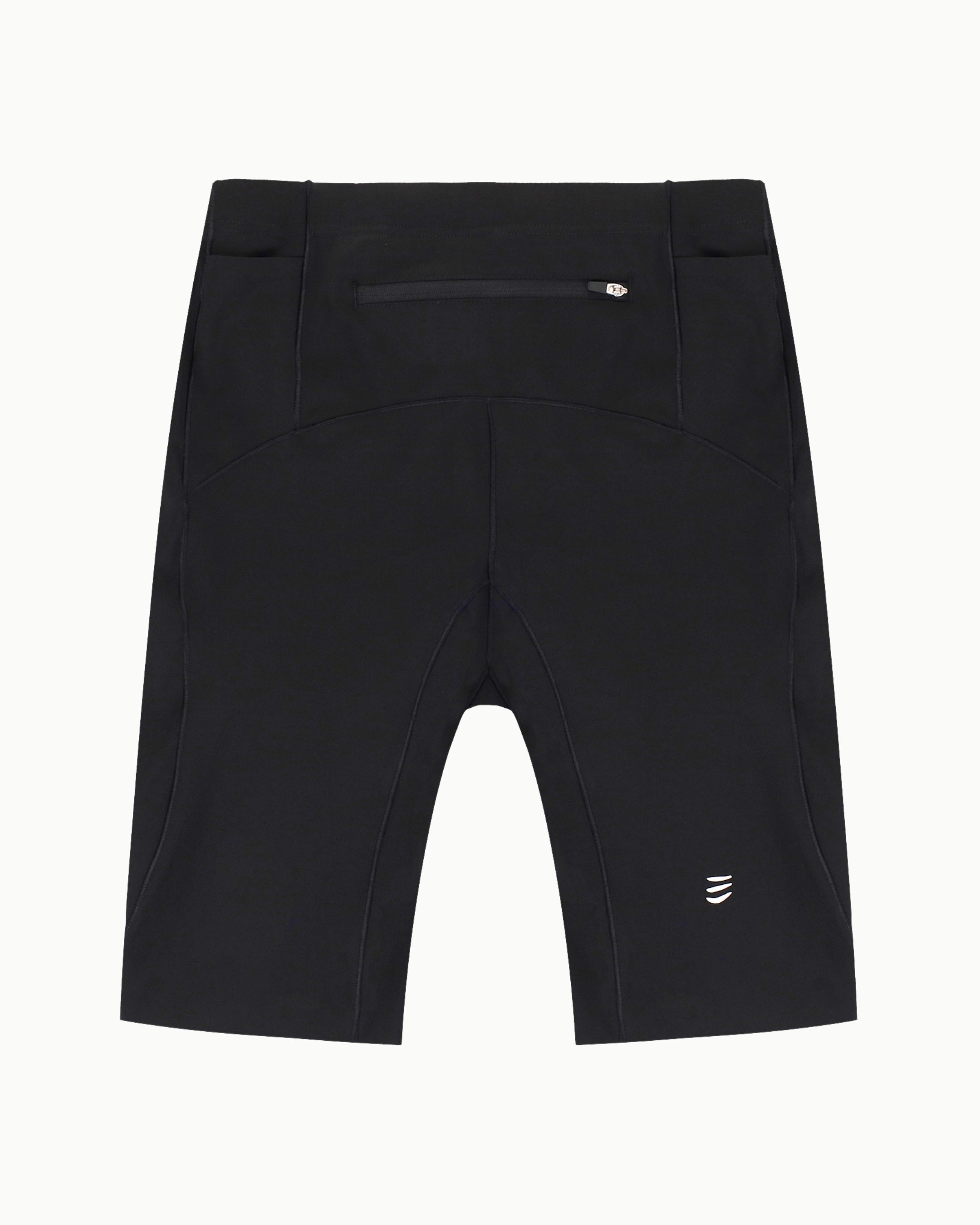 Men's 9 inch Surge Half Tight in Black, flat lay back