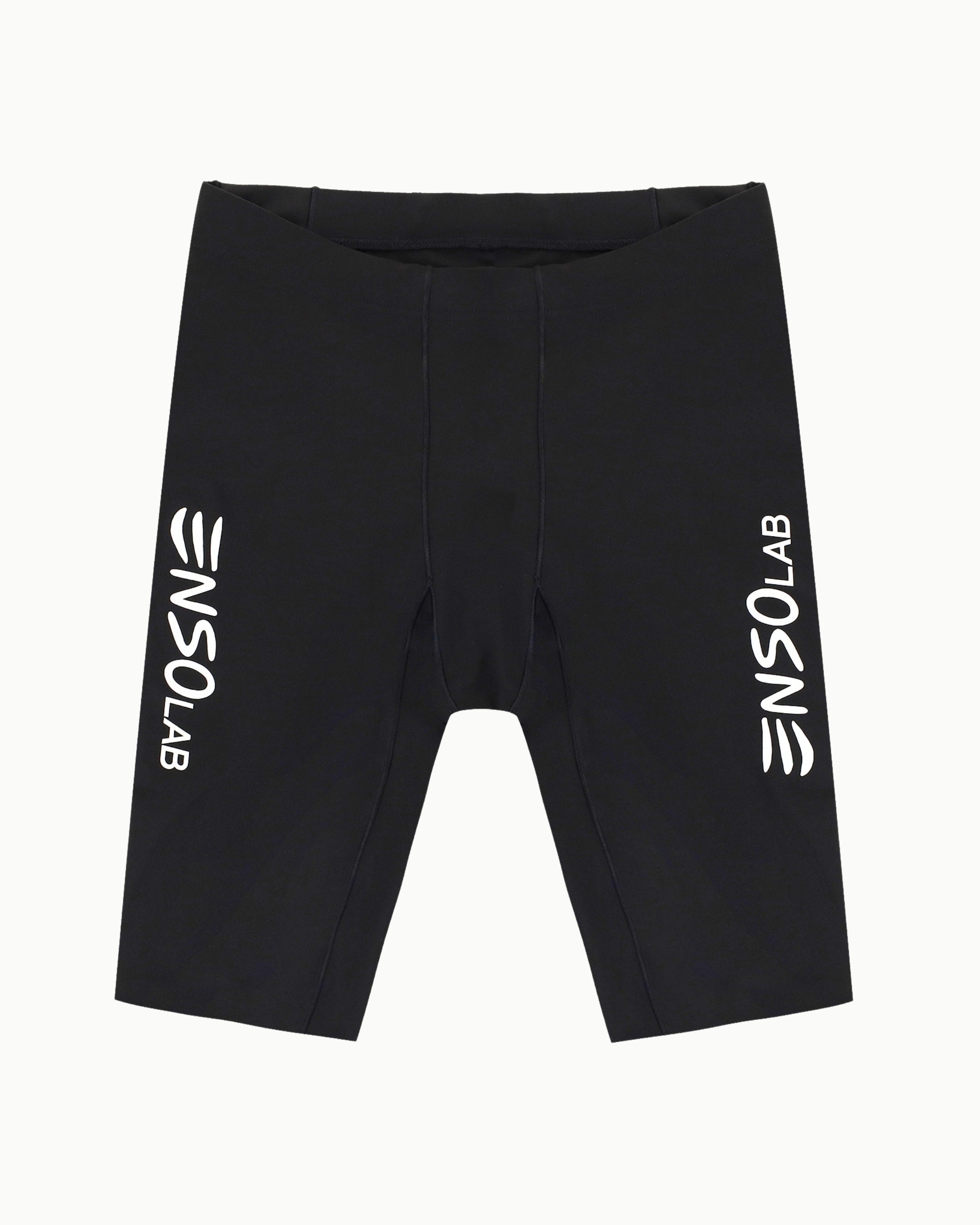 Men's 9 inch Surge Half Tight in Black, flat lay front