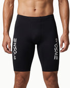 Men's 9 inch Surge Half Tight in Black, front view on model